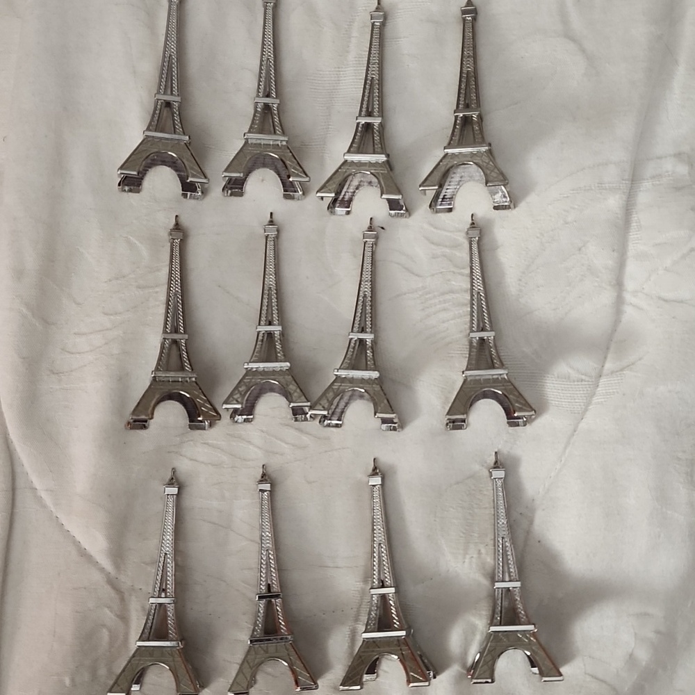 12 Kate Aspen Silver Eiffel Tower Place Card Holders